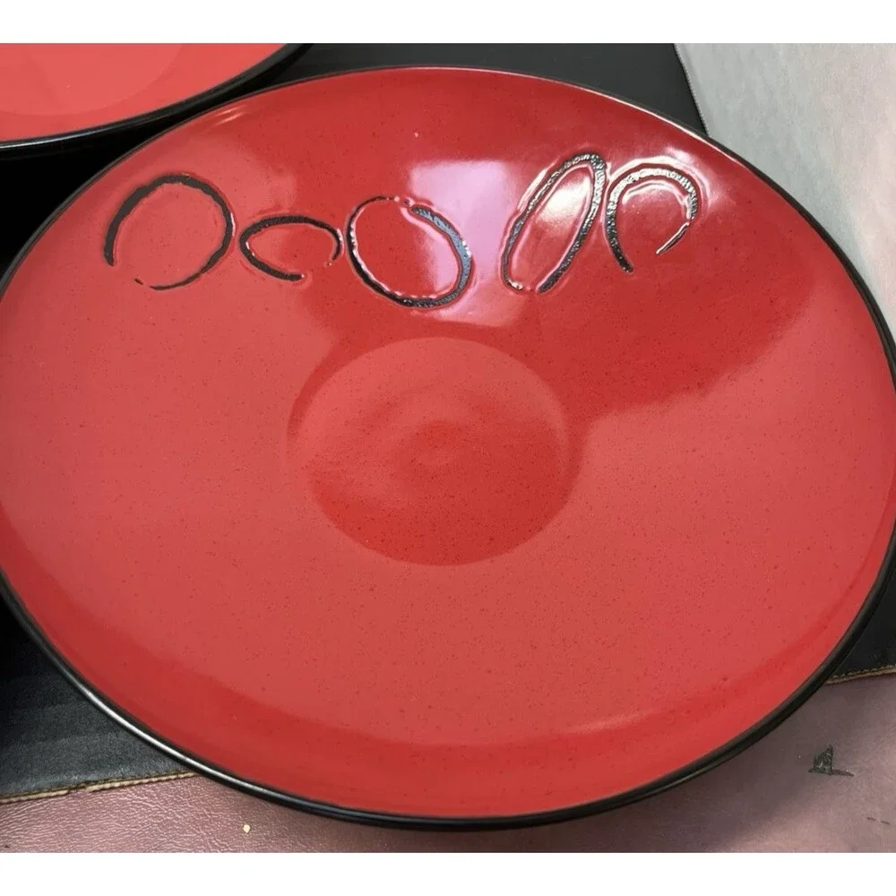 FLIRT By R&B Ritzenhoff Breker 8.5” Salad Soup Bowl Red & Black Abstract Print